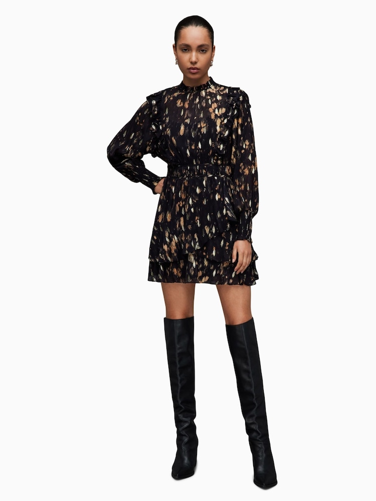 AllSaints Black Tulia Ronnie Dress - Image 4 of 10