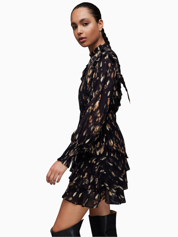 AllSaints Black Tulia Ronnie Dress - Image 8 of 10