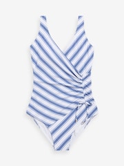 Blue/White Stripe Ruched Side Tummy Shaping Control Swimsuit - Image 5 of 5