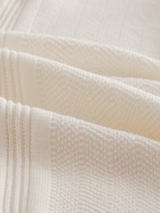 Ecru/White Regular 100% Cotton Textured Stripe Knit Polo Shirt - Image 7 of 7