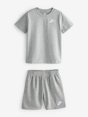 Nike Grey Little Kids Small Logo T-Shirt and Shorts Set - Image 1 of 4