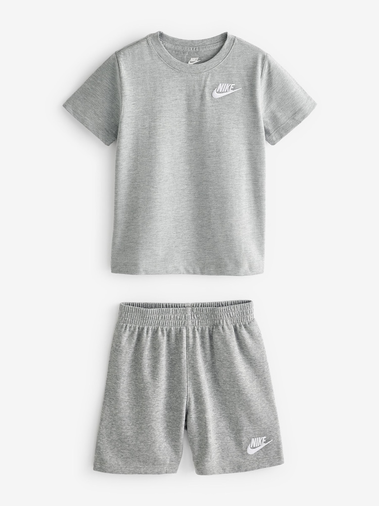 Nike Grey Little Kids Small Logo T-Shirt and Shorts Set - Image 1 of 4