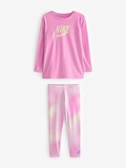Nike Pink Little Kids Long Sleeve T-Shirt and Leggings Set - Image 1 of 4