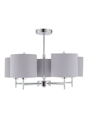 Pacific Silver Metal/Grey Plaza Linen 5 Arm Ceiling Light Pendant - Image 2 of 2