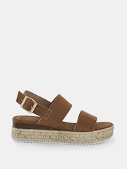 Novo Brown Wide Fit Sadie Espadrille Double Strap Sandals - Image 2 of 6