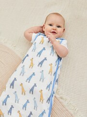 JoJo Maman Bébé Blue Giraffe 1 Tog Baby Muslin Sleeping Bag - Image 1 of 3