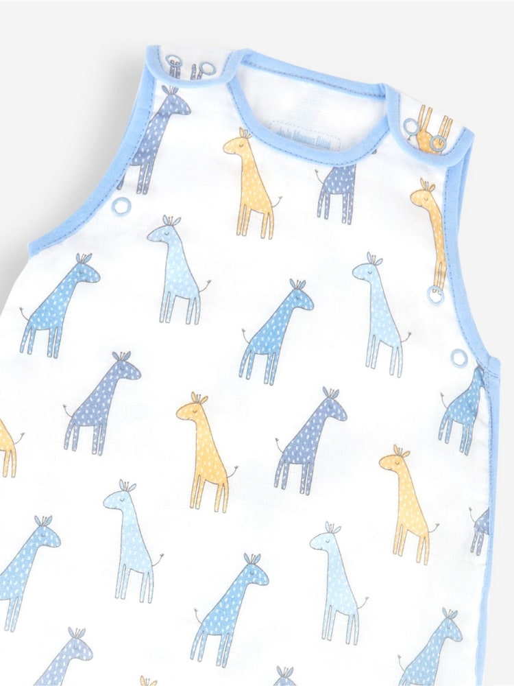 JoJo Maman Bébé Blue Giraffe 1 Tog Baby Muslin Sleeping Bag - Image 3 of 3