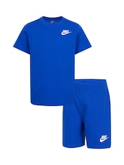 Azul - Conjunto de camiseta y pantalones cortos para niños pequeños con logo pequeño de Nike - Imagen 1 de 5