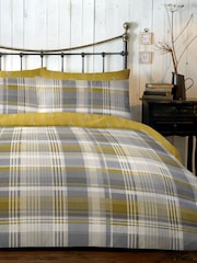 Dreams & Drapes Ochre Yellow Connolly Check 100% Cotton Duvet Cover and Pillowcase Set - Image 1 of 4