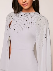Lipsy Silver Hand Embellished Cape Maxi Dress - Image 4 of 4