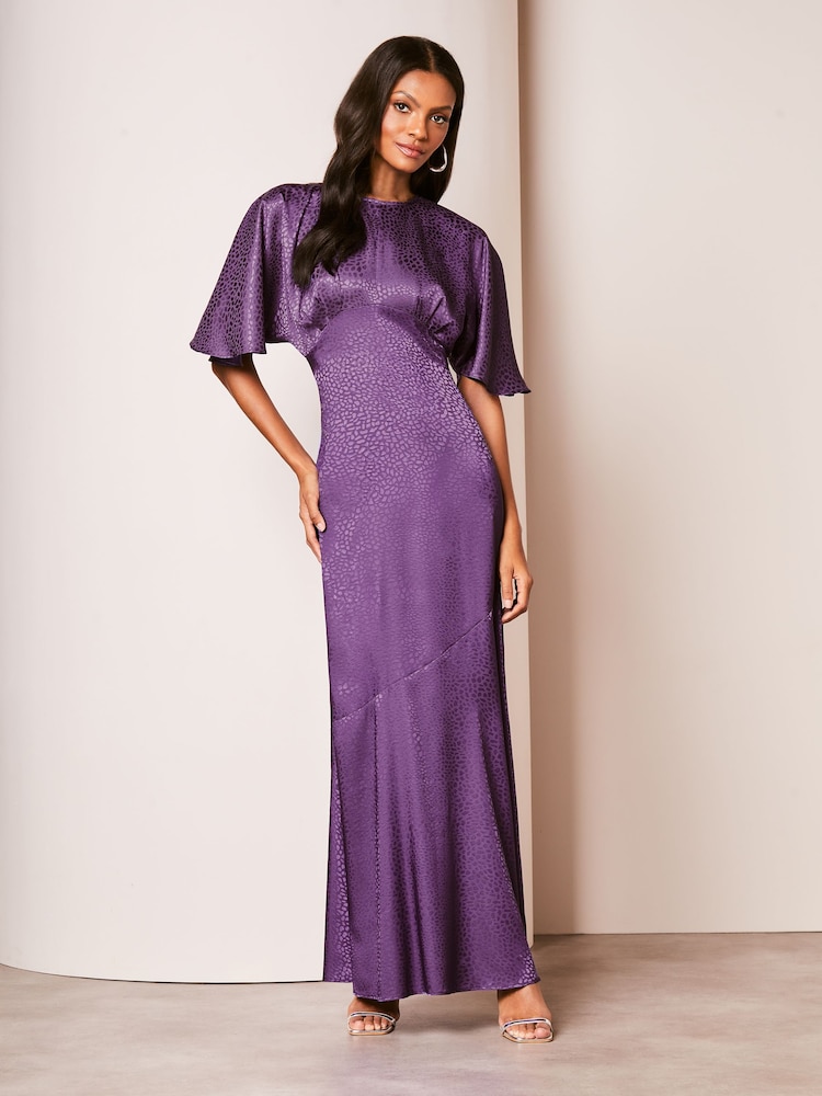 Lipsy Purple Kimono Sleeve High Neck Maxi Dress - Image 3 of 4