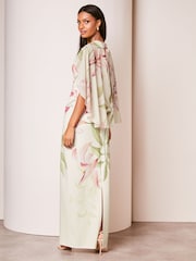 Lipsy White Print Floral Print Cape Maxi Dress - Image 2 of 4