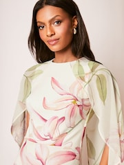 Lipsy White Print Floral Print Cape Maxi Dress - Image 4 of 4