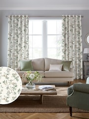 Laura Ashley Fern Green Elderwood Made to Measure 100% Cotton Curtains - Image 1 of 8
