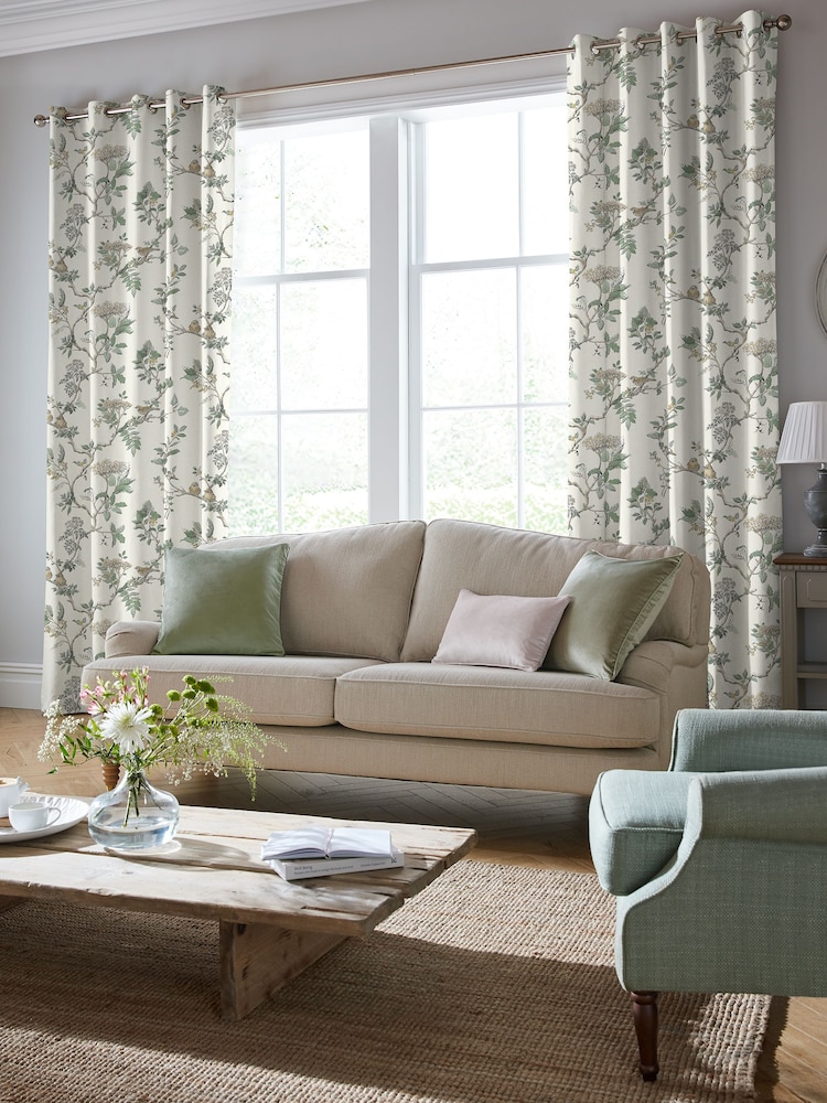 Laura Ashley Fern Green Elderwood Made to Measure 100% Cotton Curtains - Image 2 of 8