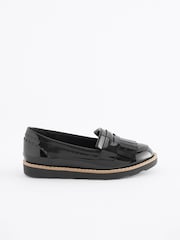 Black Patent Standard Fit (F) School Tassel Loafers - Image 2 of 6
