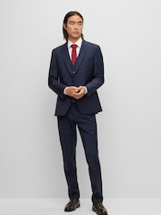 BOSS Blue Slim Fit Wool Blend Waistcoat - Image 3 of 5