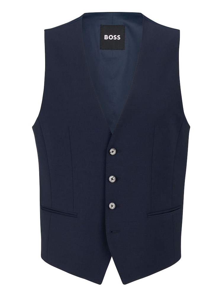 BOSS Blue Slim Fit Wool Blend Waistcoat - Image 5 of 5