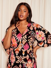 Curves Like These Black Flutter Sleeve Midi Dress - Image 4 of 4