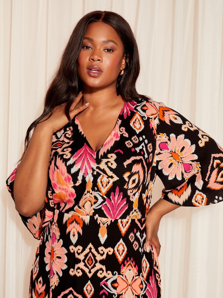 Curves Like These Black Flutter Sleeve Midi Dress - Image 4 of 4