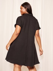 Negru - Curves Like These Lenjerie de pat Look Mini Rochie tip cămașă - Imaginea 4 din 4