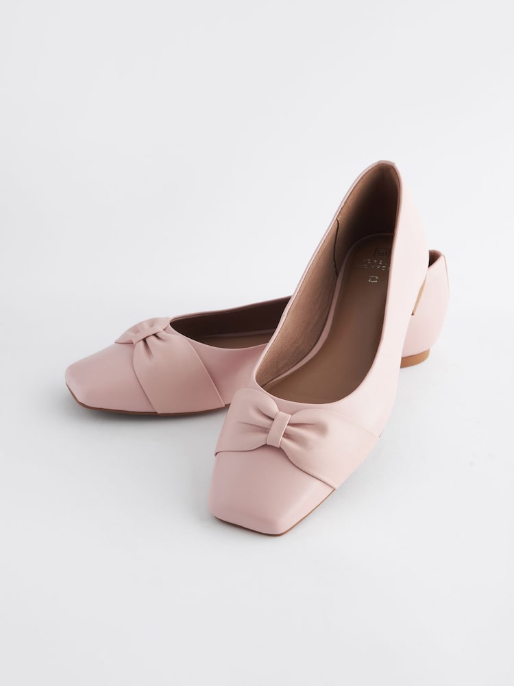 Pink Forever Comfort® Leather Square Toe Bow Ballerinas - Image 2 of 5