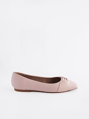 Pink Forever Comfort® Leather Square Toe Bow Ballerinas - Image 3 of 5
