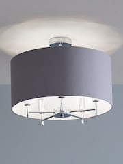 Pacific Silver Metal/Grey Plaza Linen Ceiling Light Pendant - Image 1 of 2