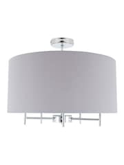 Pacific Silver Metal/Grey Plaza Linen Ceiling Light Pendant - Image 2 of 2