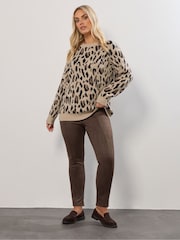 Yours Curve Brown Faux Suede Leggings - Image 2 of 6
