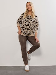 Yours Curve Brown Faux Suede Leggings - Image 3 of 6