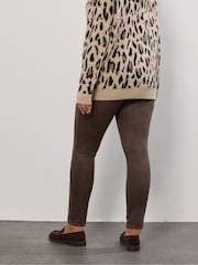 Yours Curve Brown Faux Suede Leggings - Image 4 of 6
