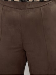 Yours Curve Brown Faux Suede Leggings - Image 5 of 6