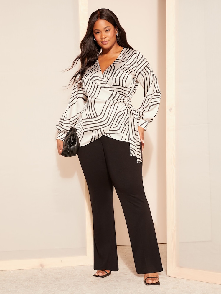Curves Like These Black/White Satin Wrap Blouse - Image 3 of 4