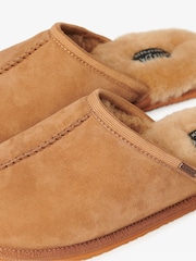 Superdry Tan Suede 100% Cotton Mules Slippers - Image 7 of 7