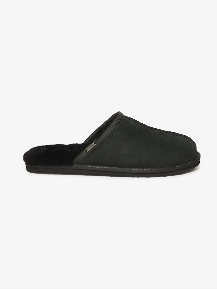 Superdry Black Suede 100% Cotton Mules Slippers - Image 1 of 7