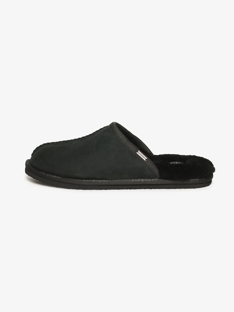 Superdry Black Suede 100% Cotton Mules Slippers - Image 2 of 7