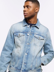 River Island Blue Regular Fit Classic Denim Jacket - Image 4 of 6