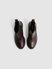 Reiss Chocolate Thea Leather Chelsea Boots - Image 3 of 5