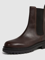 Reiss Chocolate Thea Leather Chelsea Boots - Image 5 of 5
