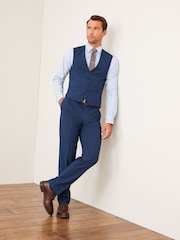 Bright Blue Wool Mix Textured Suit Waistcoat - Image 2 of 6