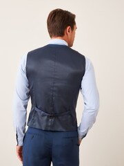 Bright Blue Wool Mix Textured Suit Waistcoat - Image 4 of 6