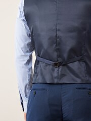Bright Blue Wool Mix Textured Suit Waistcoat - Image 5 of 6