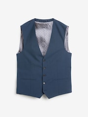 Bright Blue Wool Mix Textured Suit Waistcoat - Image 6 of 6