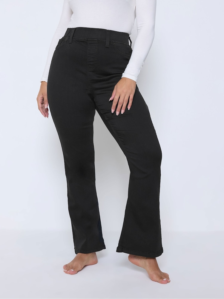 Yours Curve Black Bootcut Jeggings - Image 2 of 5 Yours Curve Black Bootcut Jeggings - Image 2 of 5