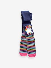 Pink and Navy 3 Pack Cotton Rich Unicorn Tights - Image 4 of 4