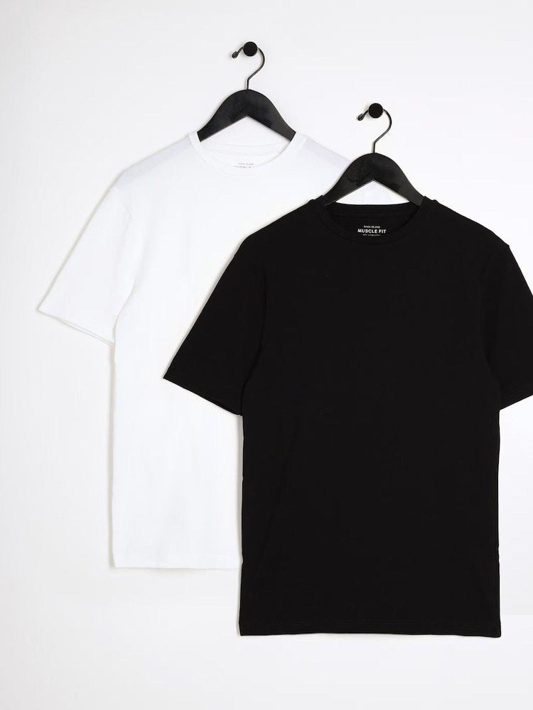 Pack de 2 camisetas ajustadas de algodón 100 % de River Island - Imagen 1 de 7