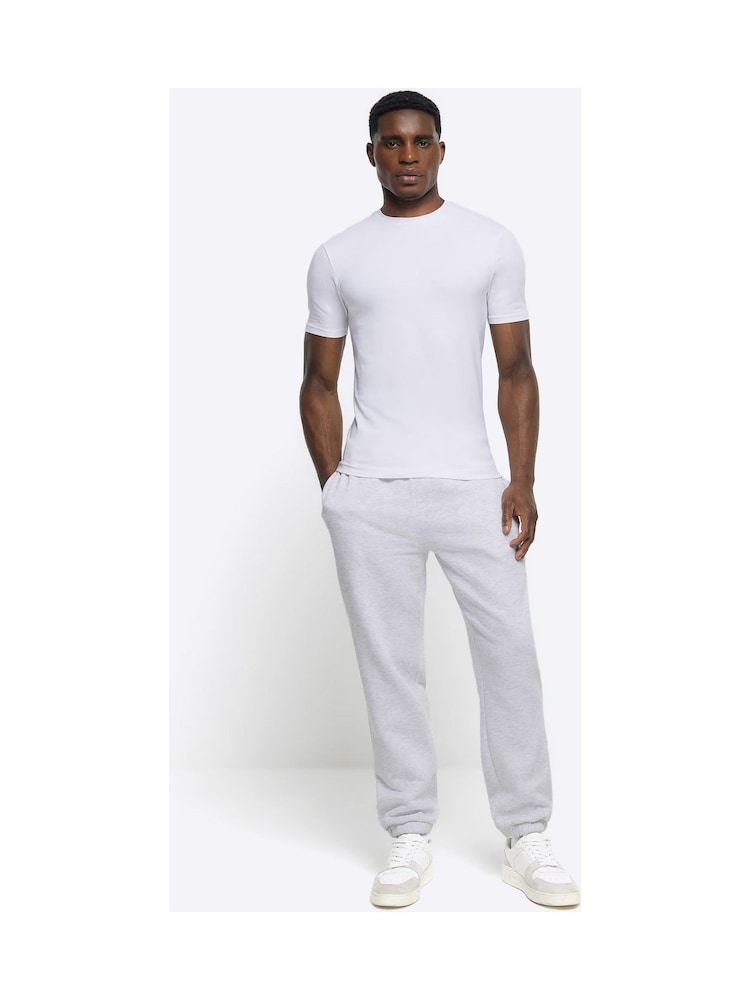 River Island Black/White Muscle Fit 100% Cotton T-Shirts 2 Pack - Image 3 of 7