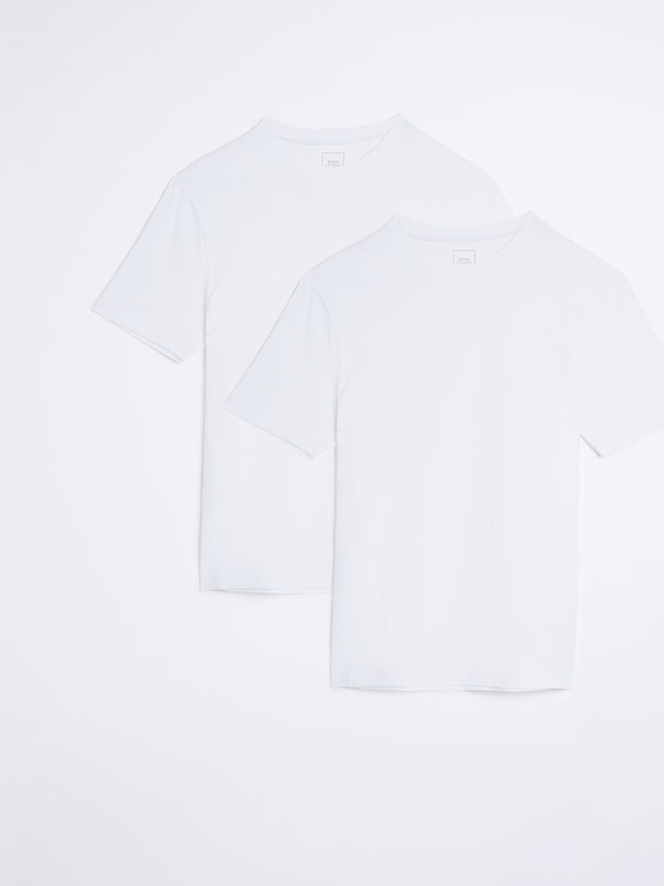 River Island Black/White Muscle Fit 100% Cotton T-Shirts 2 Pack - Image 6 of 7