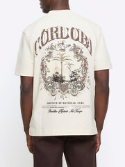 River Island Cream Regular Fit Ecru Cordoba T-Shirt - Image 1 of 6